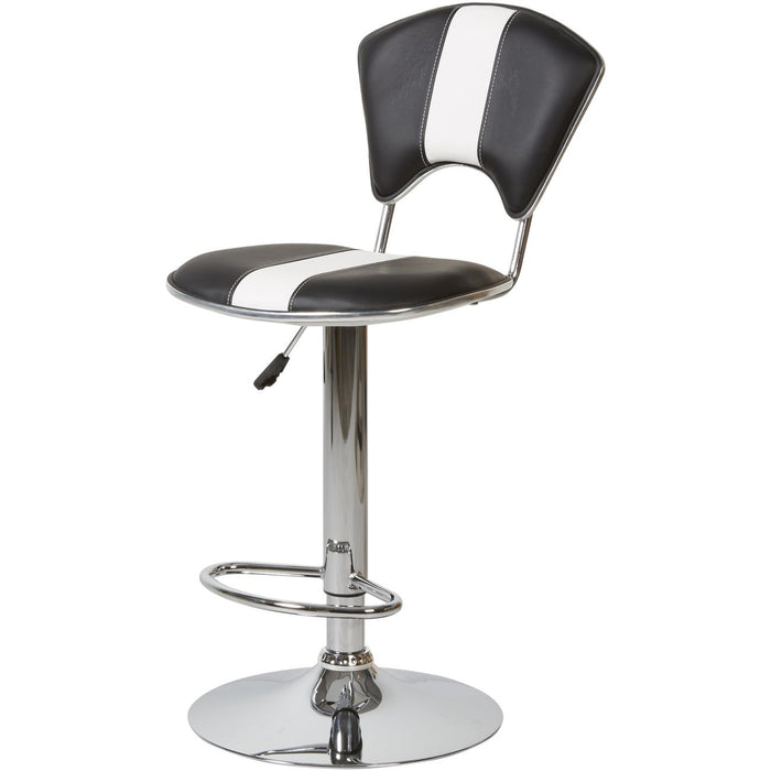 Tabouret de bar 47755NB - VIP CHAISE DE BAR TELESCOPIQUE PU ET METAL 45X52X95/117 H Noir & Blanc - Lot de 2