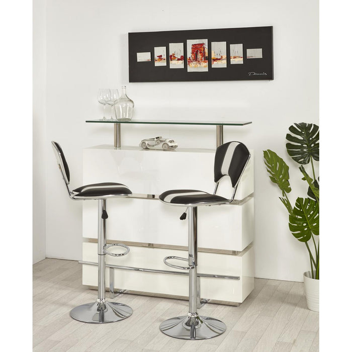 Tabouret de bar 47755NB - VIP CHAISE DE BAR TELESCOPIQUE PU ET METAL 45X52X95/117 H Noir & Blanc - Lot de 2