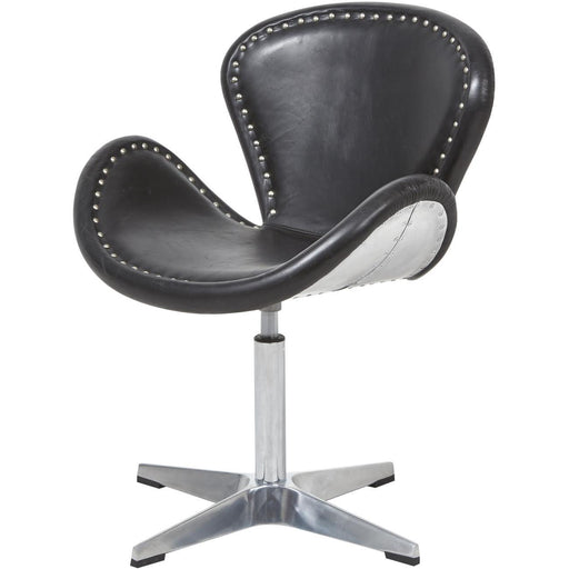 Chaise 47640NO - SPOON FAUTEUIL AVIATEUR CUIR VINTAGE VIEILLI 61X62X79 Noir - Lot de 1
