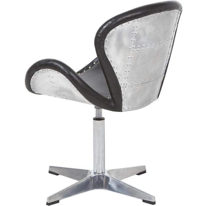 Chaise 47640NO - SPOON FAUTEUIL AVIATEUR CUIR VINTAGE VIEILLI 61X62X79 Noir - Lot de 1