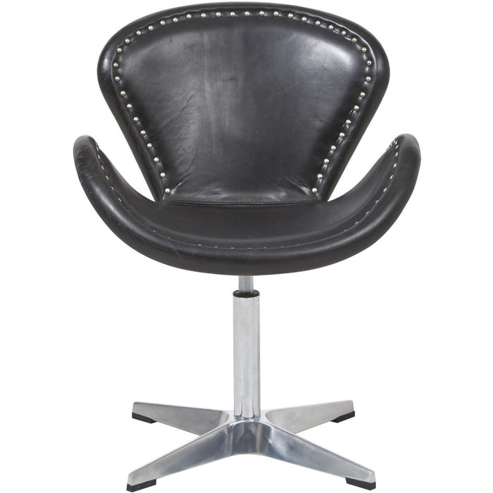 Chaise 47640NO - SPOON FAUTEUIL AVIATEUR CUIR VINTAGE VIEILLI 61X62X79 Noir - Lot de 1