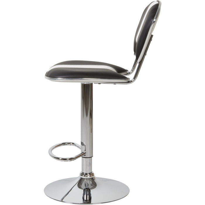 Tabouret de bar 47755NB - VIP CHAISE DE BAR TELESCOPIQUE PU ET METAL 45X52X95/117 H Noir & Blanc - Lot de 2