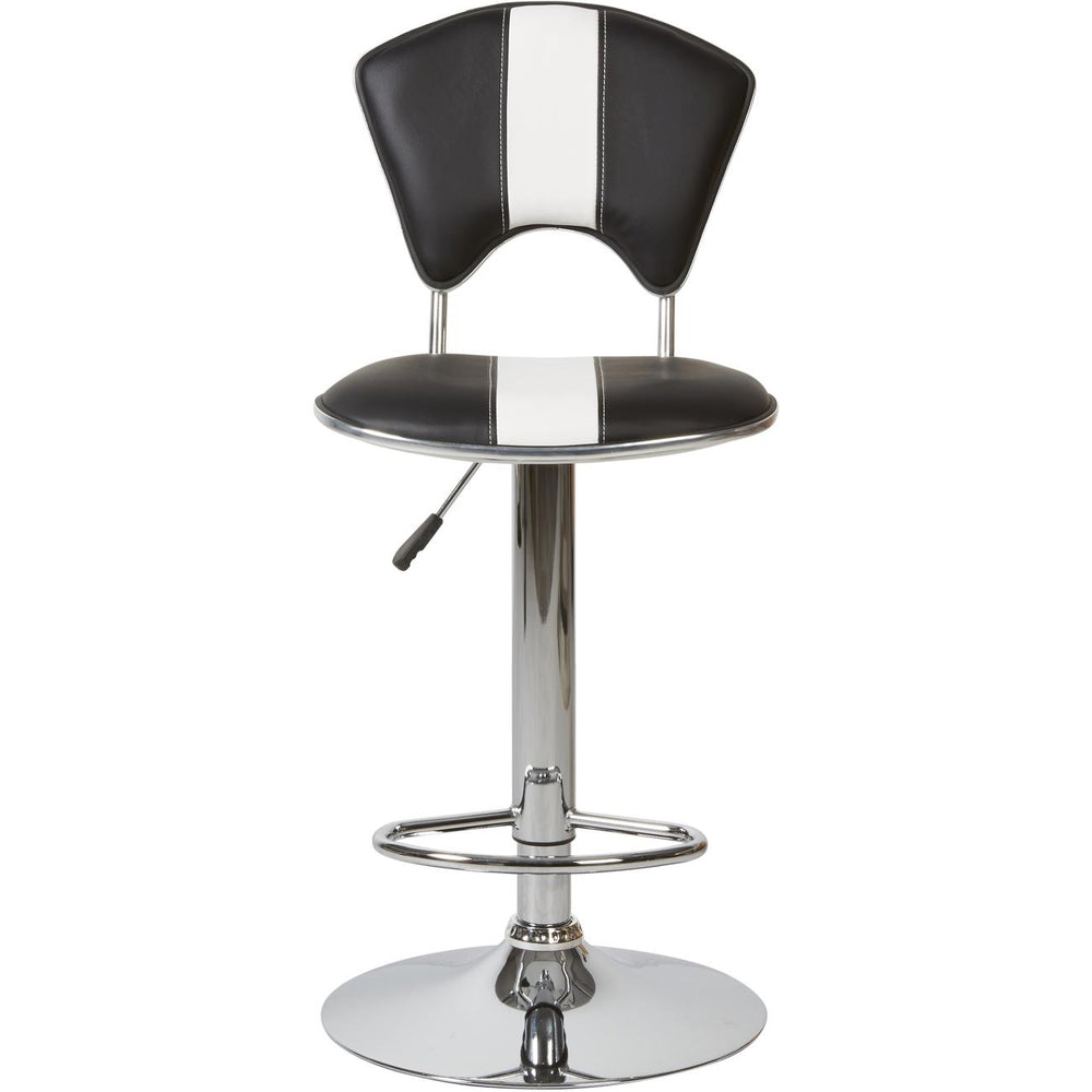 Tabouret de bar 47755NB - VIP CHAISE DE BAR TELESCOPIQUE PU ET METAL 45X52X95/117 H Noir & Blanc - Lot de 2