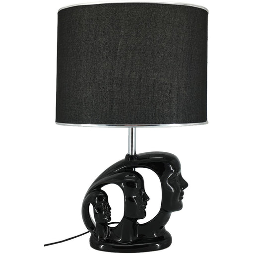 Lampe 47854NO - LAMPE CERAMIQUE VISAGE AJ TISSU NOIR LISERET CHROME DIA 35 X 50 H - Lot de 1